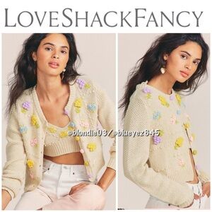 LoveShackFancy “Briallon” cardigan sweater in oatmeal S